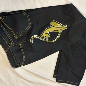 Juniors Baby Phat straight leg dark blue jeans